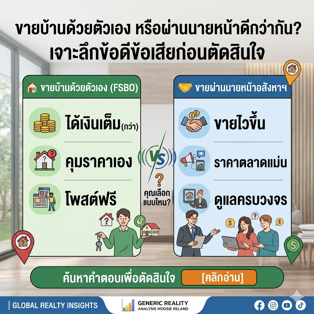 ขายบ้านด้วยตัวเอง หรือผ่านนายหน้าดีกว่ากัน? เจาะลึกข้อดีข้อเสียก่อนตัดสินใจ