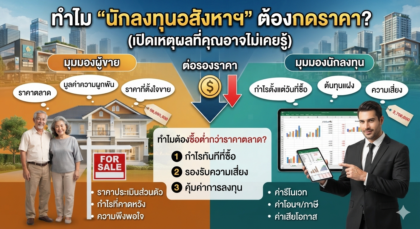 ทำไม "นักลงทุนอสังหาฯ" ต้องกดราคา? (เปิดเหตุผลที่คุณอาจไม่เคยรู้)
